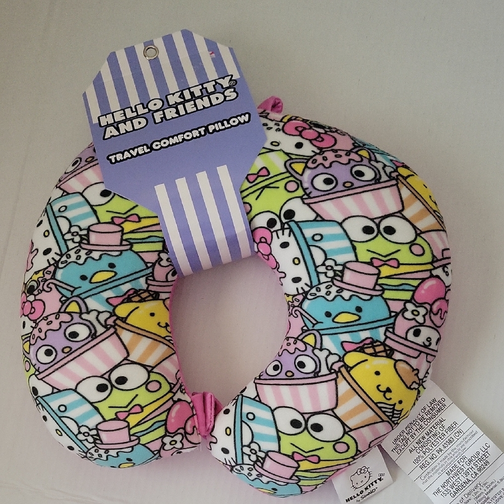 Hello Kitty Pink and Yellow Plush Pillow. NWT, 12 X 13 .